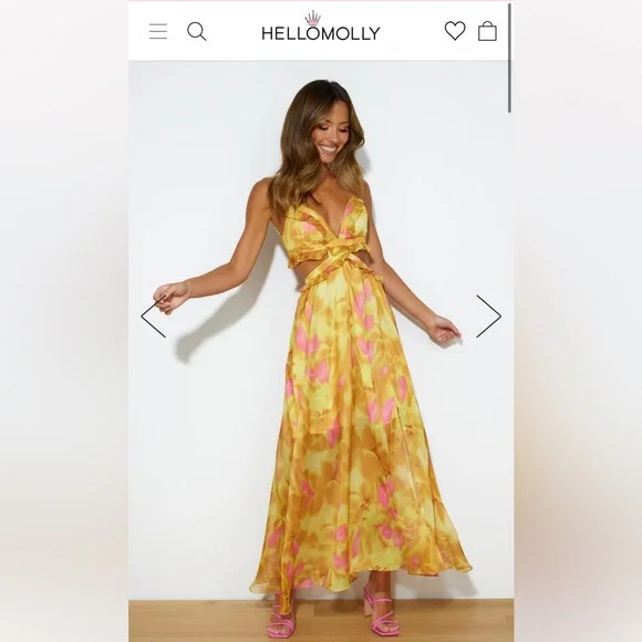 chinese dress ladies HELLO MOLLY Fashion Forward Maxi Dress Yellow
